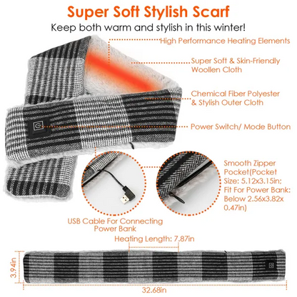 Electric Heated Scarf USB Heating Neck Wrap Unisex Winter Heated - view 2