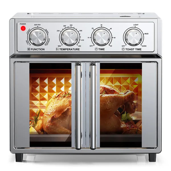 PlumChef 29.5 QT French Door Air Fryer Convection Toaster Oven, Extra Large 6 Slices, 1700W