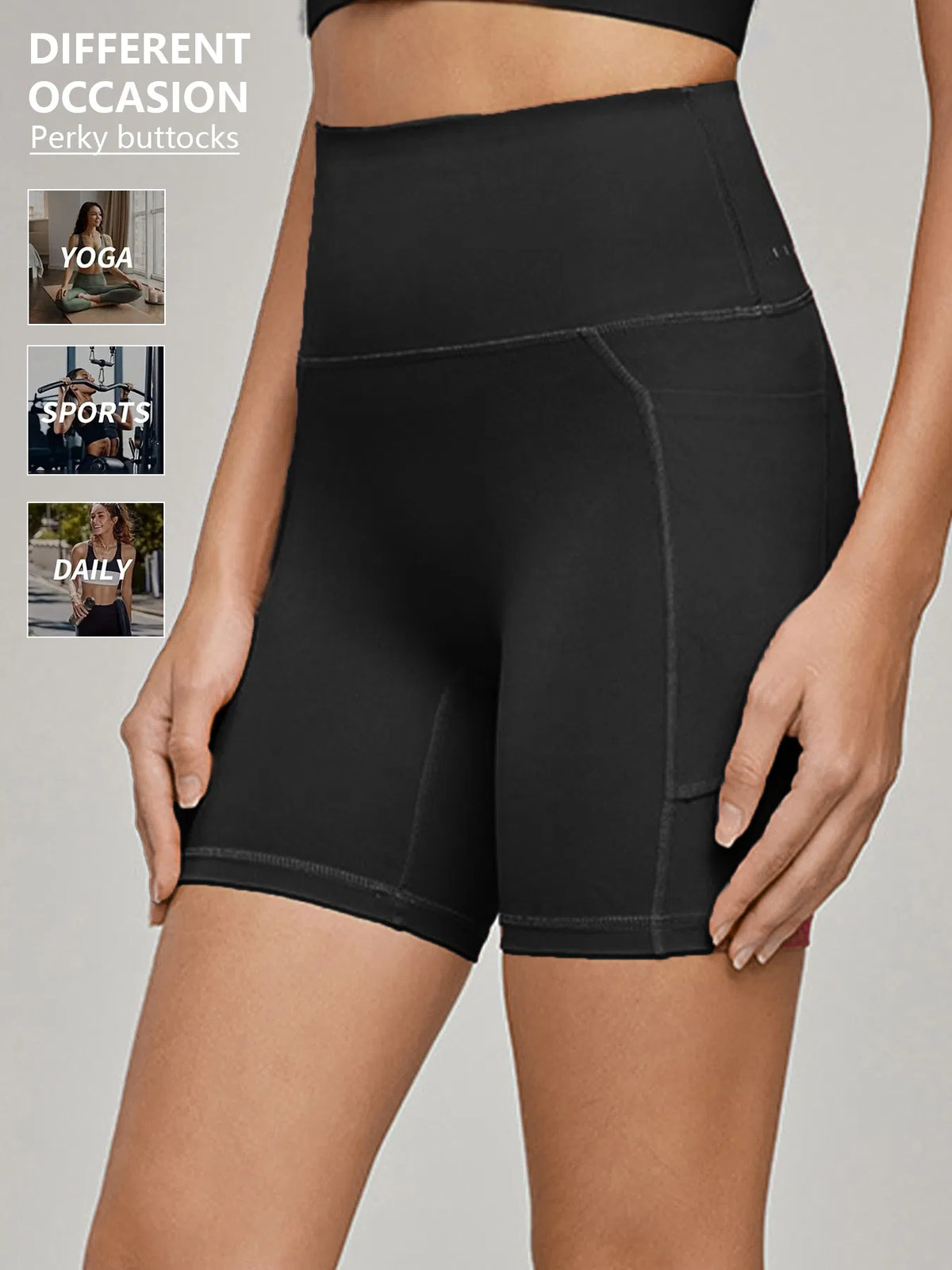 Plus Size Yoga Biker Shorts With Pockets High Waist, Tummy Control Gym Leggings - view 4