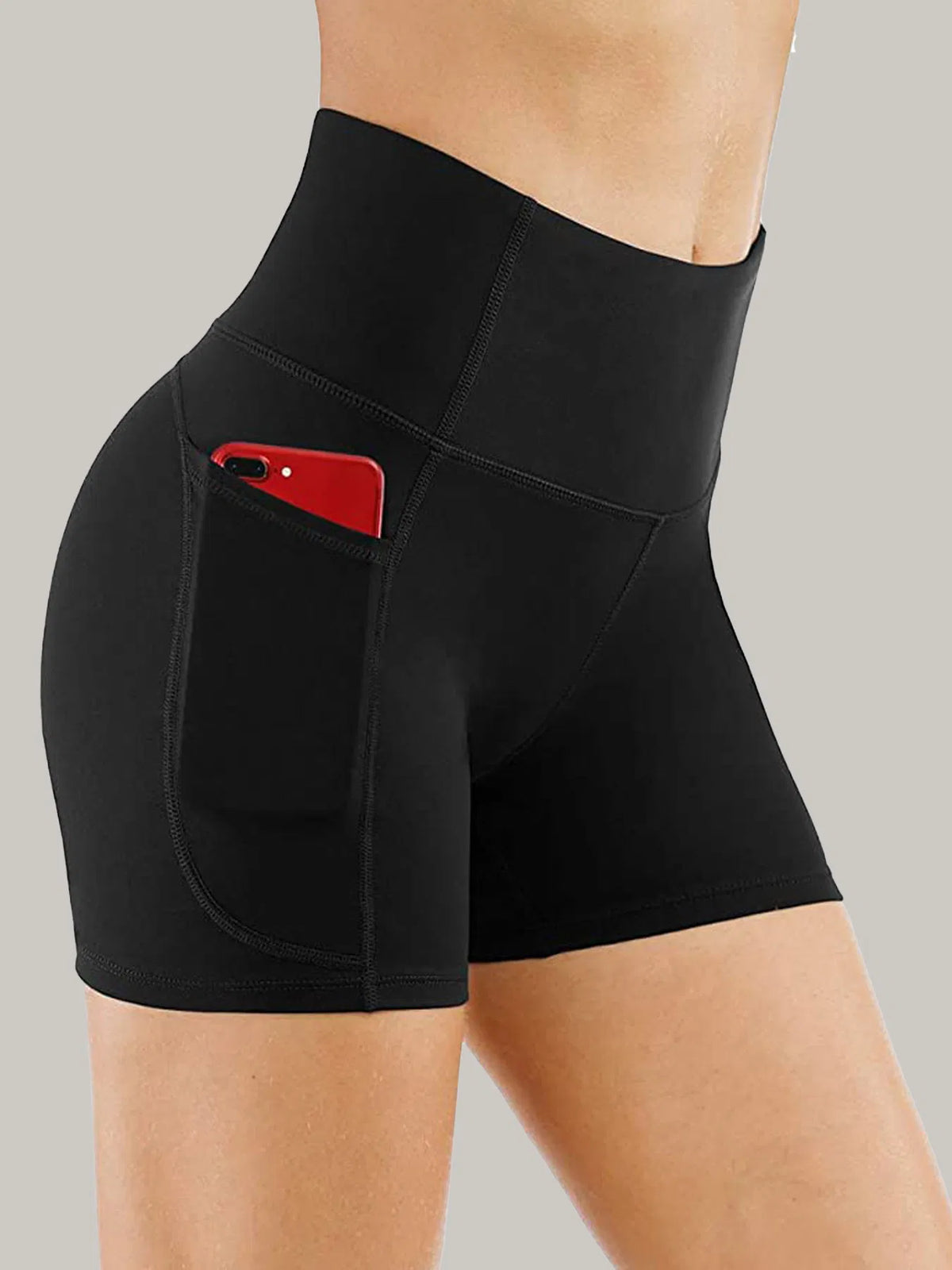 Plus Size Yoga Biker Shorts With Pockets High Waist, Tummy Control Gym Leggings - view 3