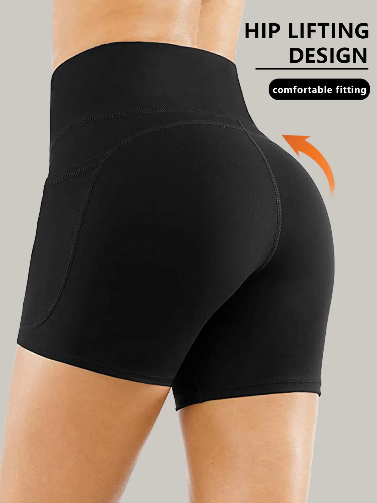 Plus Size Yoga Biker Shorts With Pockets High Waist, Tummy Control Gym Leggings - view 5