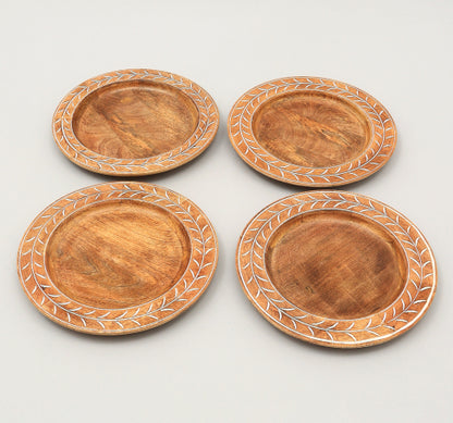 Handcrafted 13inch Wood Charger Plate Wooden Dinning Placemat Artisan Wood Tableware - view 5
