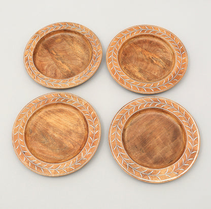 Handcrafted 13inch Wood Charger Plate Wooden Dinning Placemat Artisan Wood Tableware - view 3
