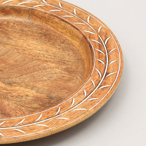 Handcrafted 13inch Wood Charger Plate Wooden Dinning Placemat Artisan Wood Tableware - view 4