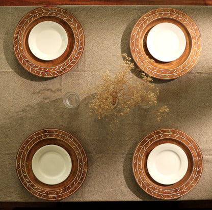 Handcrafted 13inch Wood Charger Plate Wooden Dinning Placemat Artisan Wood Tableware - view 6