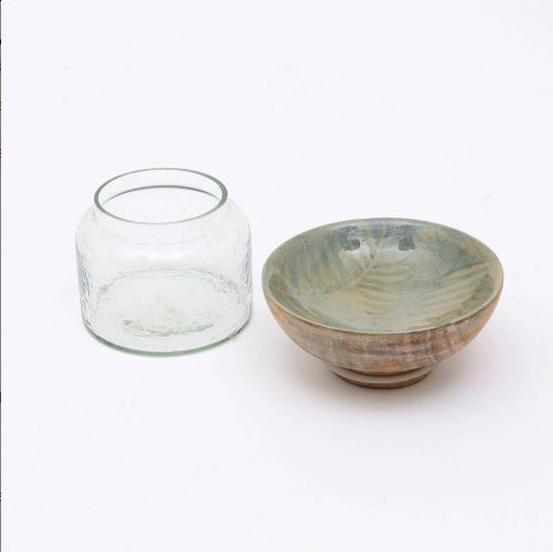 Glass Nut Jar With Wooden Bowl-Shaped Lid - view 5