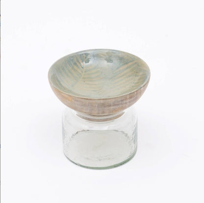 Glass Nut Jar With Wooden Bowl-Shaped Lid - view 2