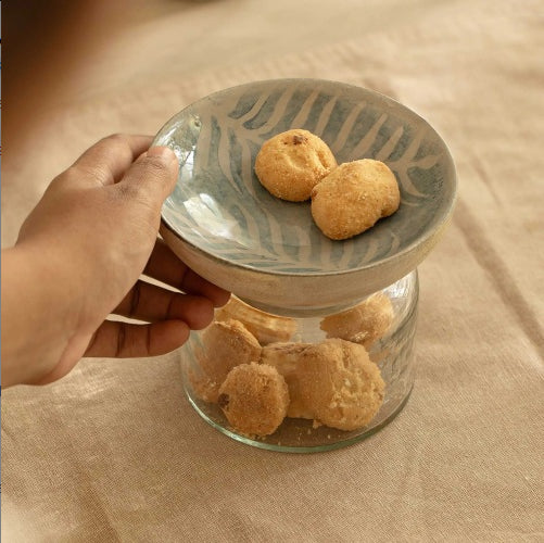 Glass Nut Jar With Wooden Bowl-Shaped Lid - view 4