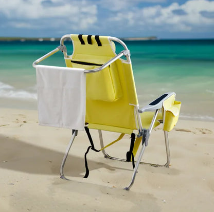 63X70X99cm Heightened Oxford Cloth Silver White Aluminum Tube Bearing Beach Chair Yellow