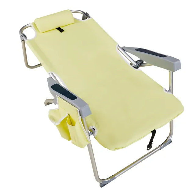 63X70X99cm Heightened Oxford Cloth Silver White Aluminum Tube Bearing Beach Chair Yellow - view 3