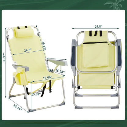 63X70X99cm Heightened Oxford Cloth Silver White Aluminum Tube Bearing Beach Chair Yellow - view 6