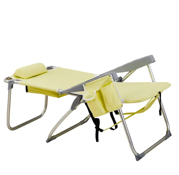 63X70X99cm Heightened Oxford Cloth Silver White Aluminum Tube Bearing Beach Chair Yellow - view 4