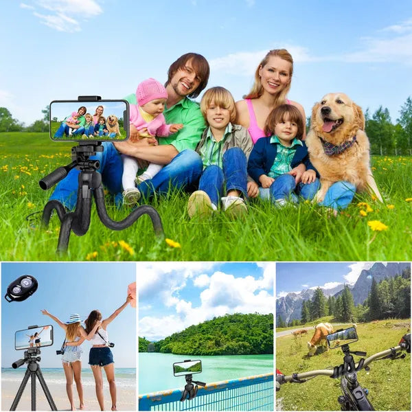 Portable And Adjustable Flexible Phone Tripods Camera Stand Holder With Wireless Remote And Universal Phone Mount - view 4