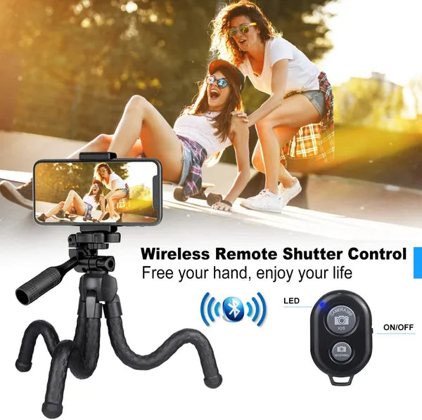 Portable And Adjustable Flexible Phone Tripods Camera Stand Holder With Wireless Remote And Universal Phone Mount - view 7