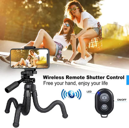 Portable And Adjustable Flexible Phone Tripods Camera Stand Holder With Wireless Remote And Universal Phone Mount - view 7