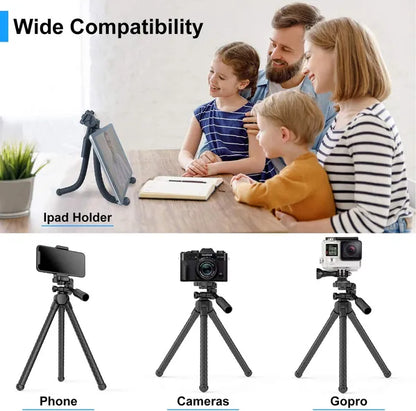 Portable And Adjustable Flexible Phone Tripods Camera Stand Holder With Wireless Remote And Universal Phone Mount - view 2
