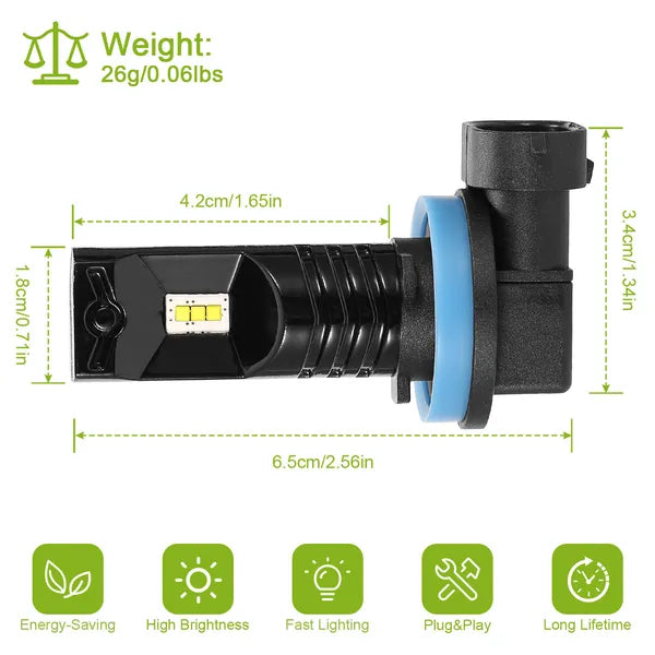 2PCS 600lm 80W H8/H9/H11 LED Fog DRL Light Bulb IP68 Waterproof 6000K White Fog Light - view 5