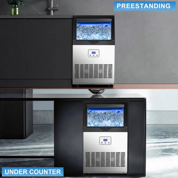 Commercial Ice Maker Machine, 90/110LBS/24H Under Counter Ice Maker, Stainless Steel Freestanding Ice Machine - view 3