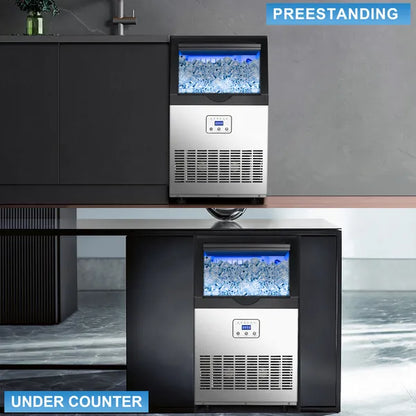 Commercial Ice Maker Machine, 90/110LBS/24H Under Counter Ice Maker, Stainless Steel Freestanding Ice Machine - view 3
