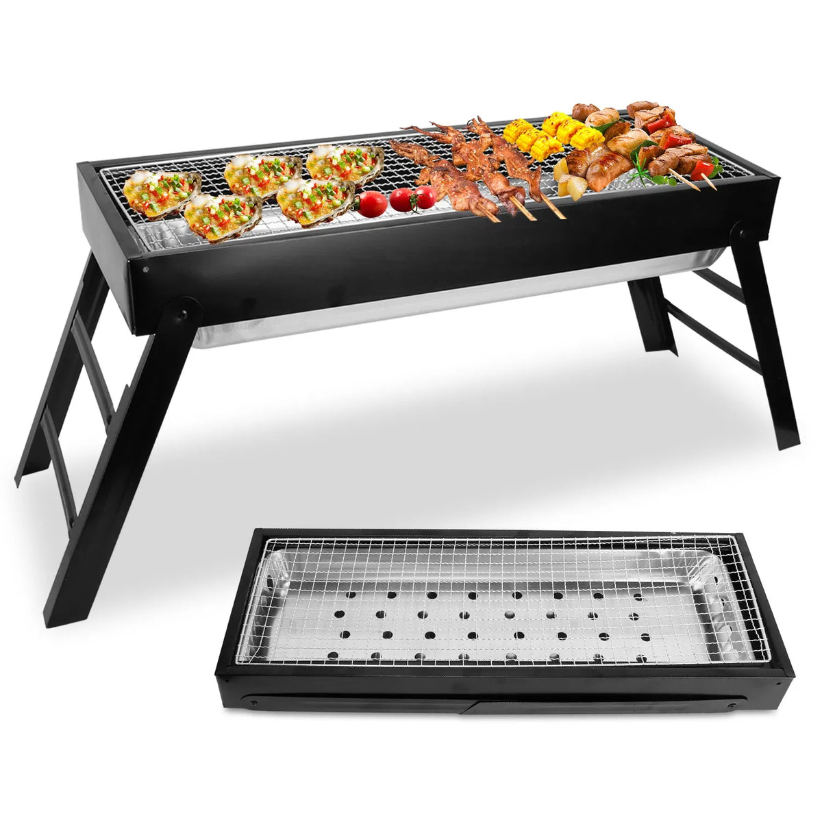 Foldable Charcoal BBQ Grill Stainless Steel Grill Net Easy Setup Portable Tabletop Barbecue Grill For Camping Picnic - view 10
