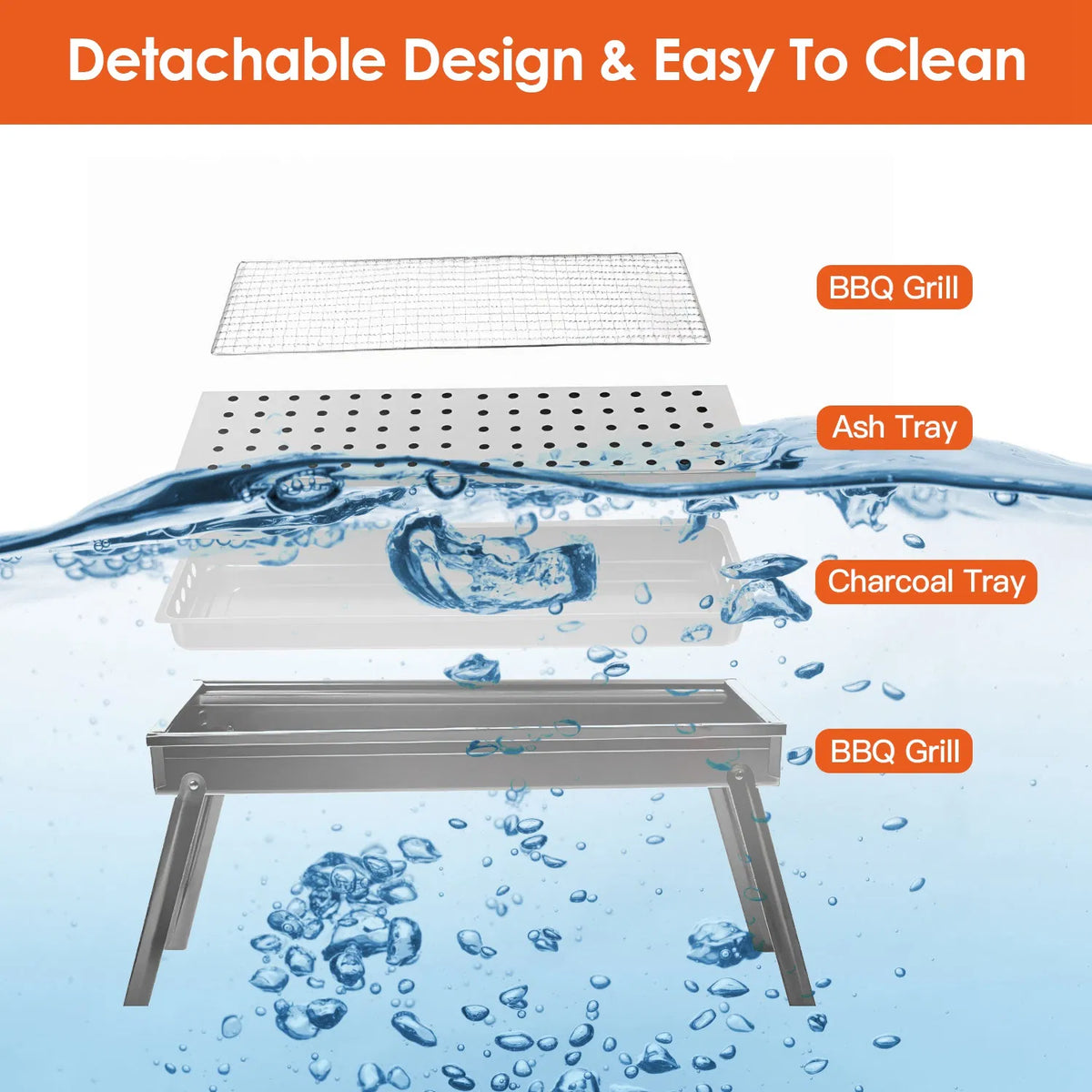 Foldable Charcoal BBQ Grill Stainless Steel Grill Net Easy Setup Portable Tabletop Barbecue Grill For Camping Picnic - view 6