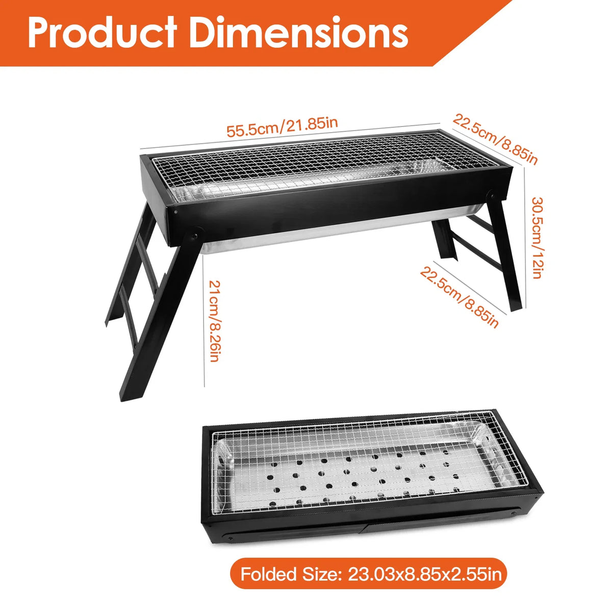 Foldable Charcoal BBQ Grill Stainless Steel Grill Net Easy Setup Portable Tabletop Barbecue Grill For Camping Picnic - view 4