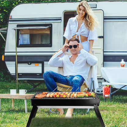 Foldable Charcoal BBQ Grill Stainless Steel Grill Net Easy Setup Portable Tabletop Barbecue Grill For Camping Picnic - view 7