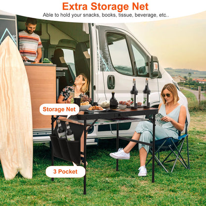35.43x23.62x26in Foldable Camping Table Collapsible Picnic Aluminum Alloy Grill Stand 66LBS Max Load Height Adjustable - view 10