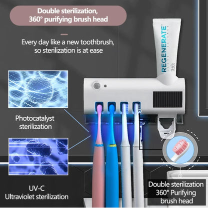 UV Light Sterilizer Toothbrush Holder Cleaner & Automatic Toothpaste Dispenser - view 6