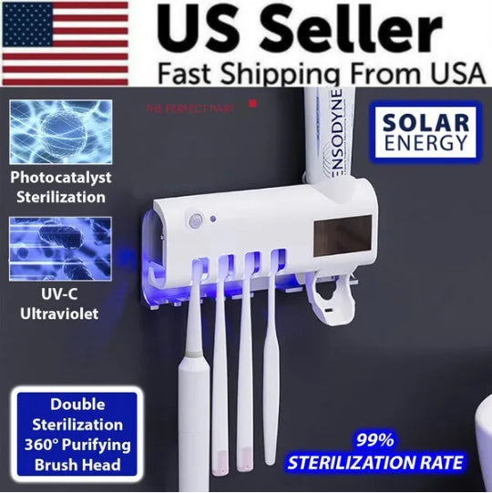 UV Light Sterilizer Toothbrush Holder Cleaner & Automatic Toothpaste Dispenser - view 2