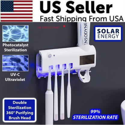 UV Light Sterilizer Toothbrush Holder Cleaner & Automatic Toothpaste Dispenser - view 2