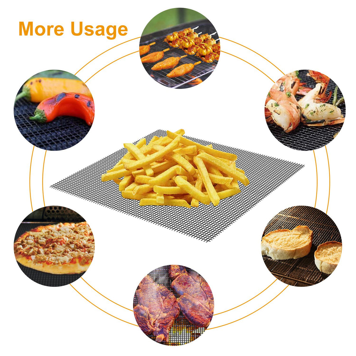 1Pc BBQ Grill Mat Non-Stick Mesh Mat Baking Sheet Liner Reusable Reversible Washable For Outdoor Gas Charcoal - view 3