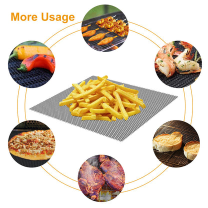 1Pc BBQ Grill Mat Non-Stick Mesh Mat Baking Sheet Liner Reusable Reversible Washable For Outdoor Gas Charcoal - view 3