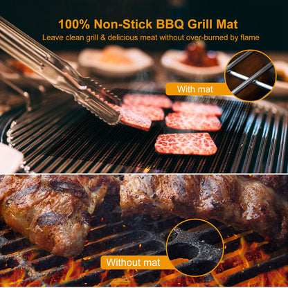 1Pc BBQ Grill Mat Non-Stick Mesh Mat Baking Sheet Liner Reusable Reversible Washable For Outdoor Gas Charcoal - view 6