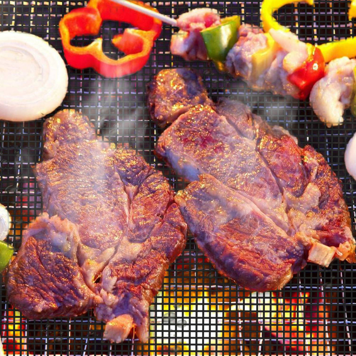 1Pc BBQ Grill Mat Non-Stick Mesh Mat Baking Sheet Liner Reusable Reversible Washable For Outdoor Gas Charcoal - view 7