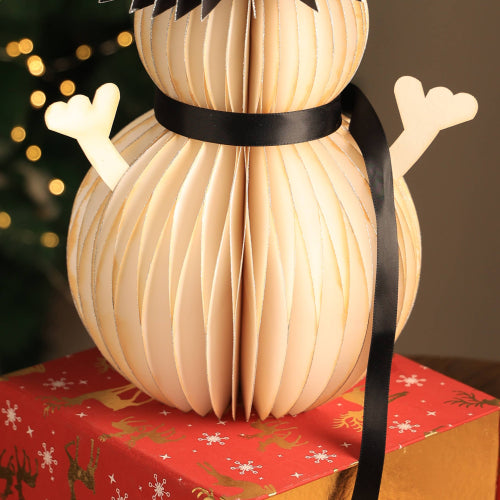 Honeycomb Handmade Paper Snowman -White-Festive - view 6