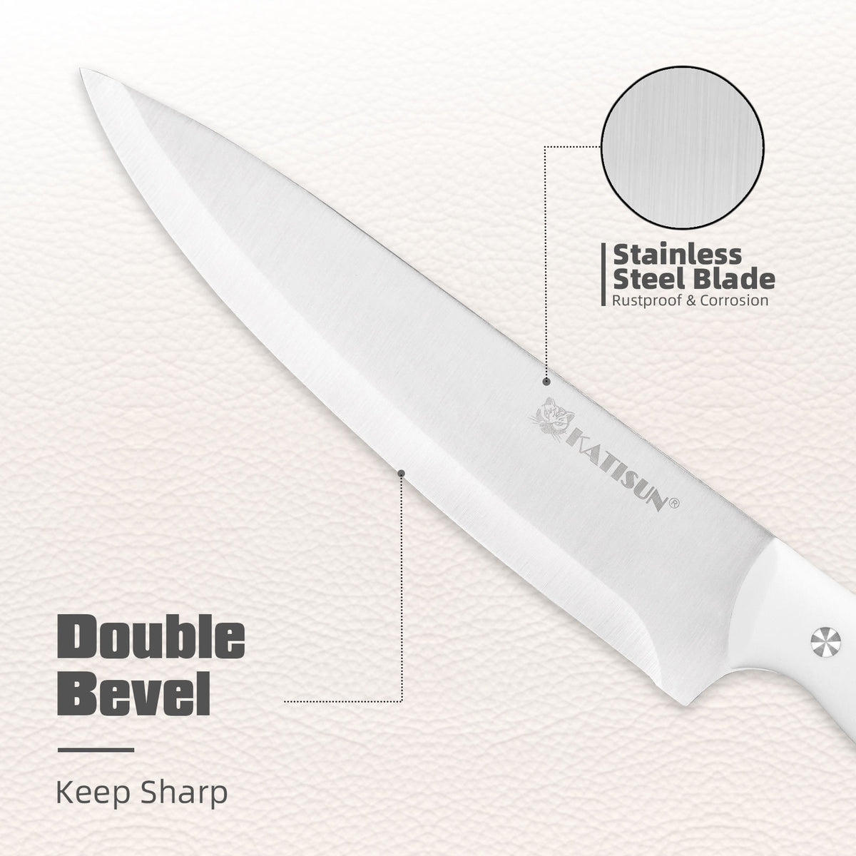 15 Pieces Of White Carbon Steel Blade Kitchen Knife Set, Equipped With A Genuine Wooden Frame, Internal Sharpener - view 4