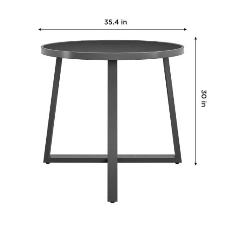 Round Indoor Outdoor Dining Table, Glass Top - view 2
