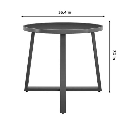 Round Indoor Outdoor Dining Table, Glass Top - view 2