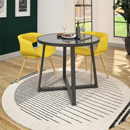 Round Indoor Outdoor Dining Table, Glass Top - view 6