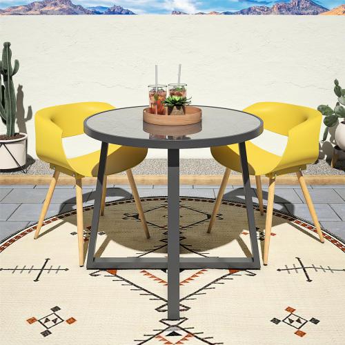 Round Indoor Outdoor Dining Table, Glass Top - view 10