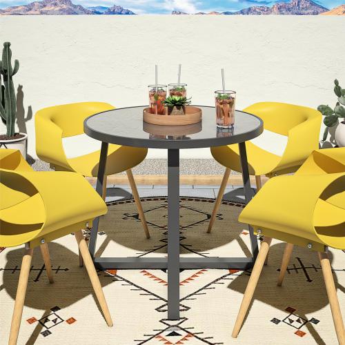 Round Indoor Outdoor Dining Table, Glass Top - view 8