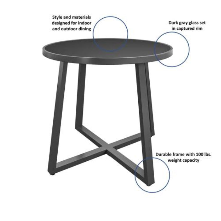 Round Indoor Outdoor Dining Table, Glass Top - view 4