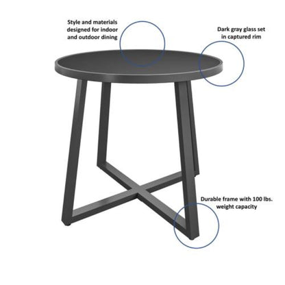 Round Indoor Outdoor Dining Table, Glass Top - view 4
