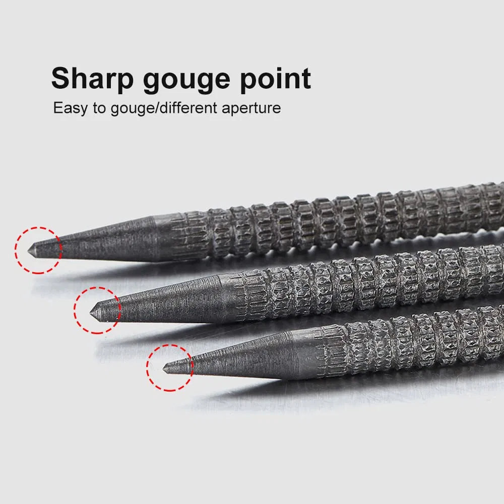 4 Piece Nail Setter & Center Punch Set 4" Wood Metal Super Impact Resistance USA - view 7