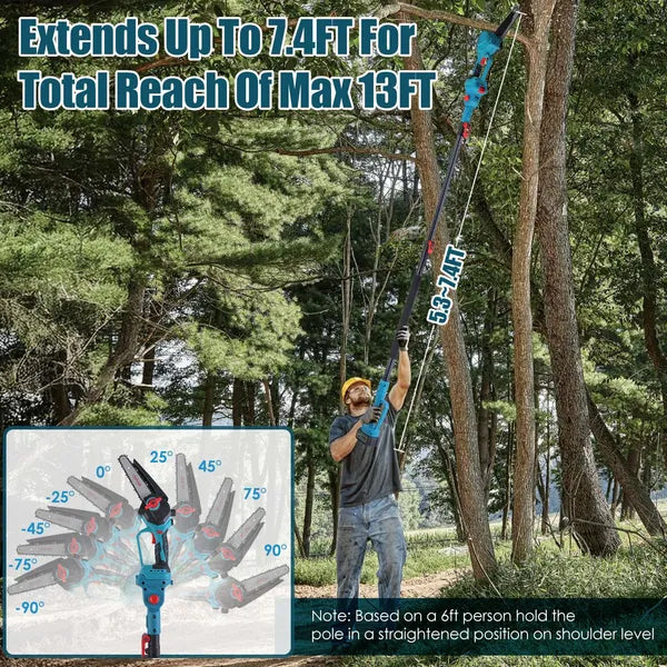 2-IN-1 Cordless Pole Saw And Mini Chainsaw With Extension Pole 21V Battery 6' Electric Brushless Pole Chainsaw - view 4