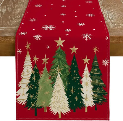 Christmas Table Runner 13x72 Inch, Xmas Trees Snowflakes Holiday Decorative Farmhouse Table Decoration For Kitchen - view 4