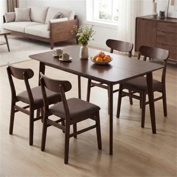 47" Walnut Dining Table For 4-6 People, Rubber Wood Legs Kitchen Table With Smooth Veneered Top - view 2