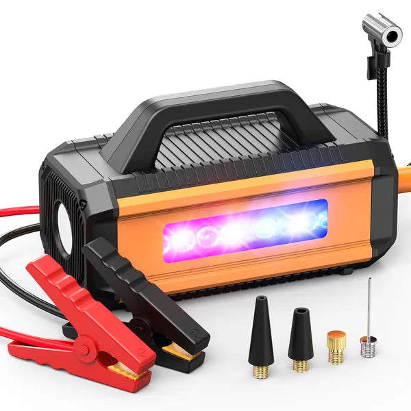 2 In 1 Car Jump Starter With Air Compressor Air Inflator Battery Charge Jumper Booster Power Bank Jumper Box Blue Red - view 2