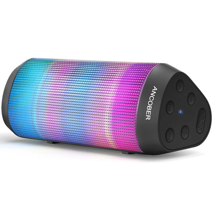 Bluetooth Speaker, Portable Wireless,, 15W HD Loud Sound With Cool Lights, IPX4 Waterproof, BT 5.3, TWS Pairing